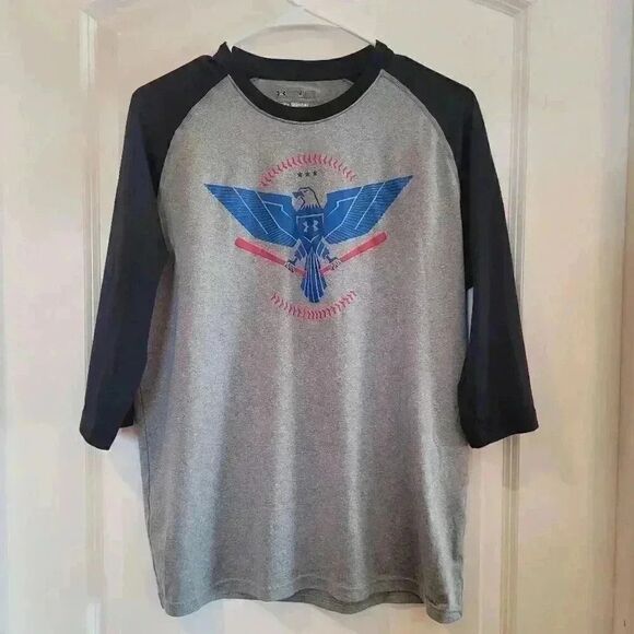 Under Armour Unisex Youth Baseball/Softball Raglan Sleeve T-Shirt - Picture 2 of 8